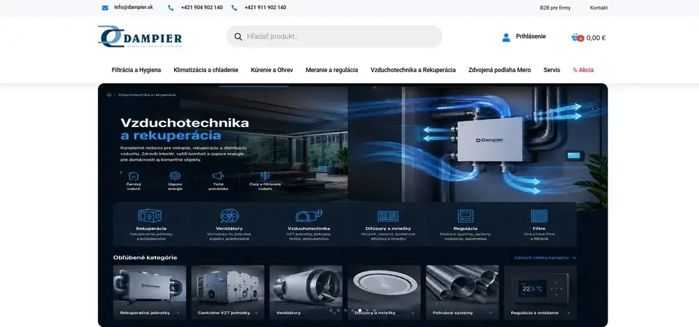 Dampier, e-shop so vzduchotechnikou a klimatizáciou