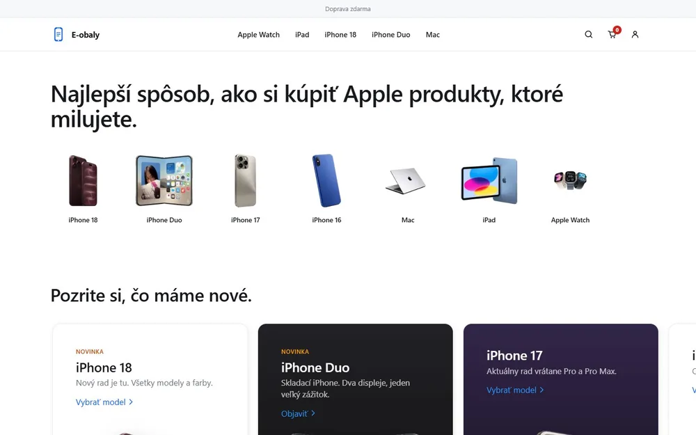 E-obaly, E-shop s produktmi Apple