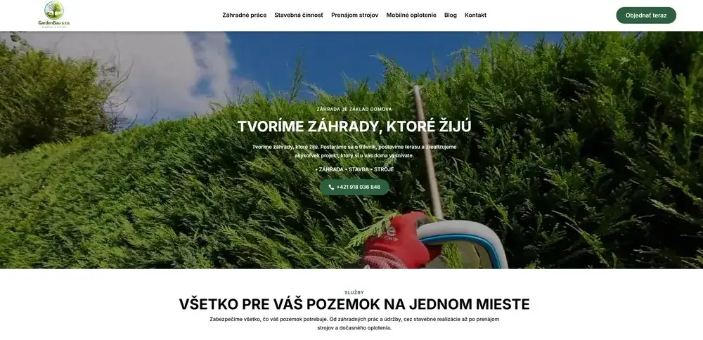 GardenBau, web pre záhradné a stavebné služby
