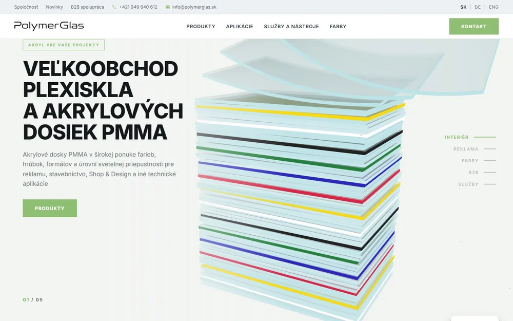 PolymerGlas, 3D web veľkoobchodu s plexisklom
